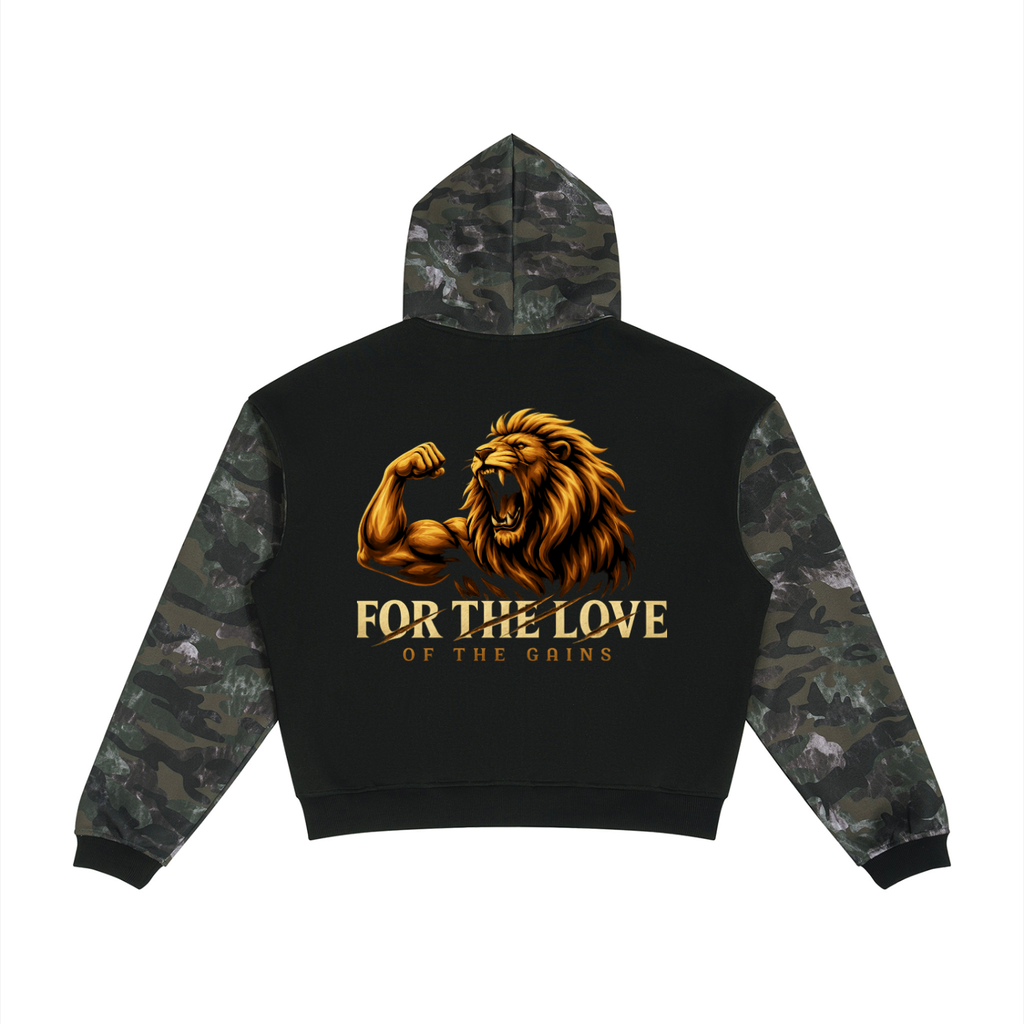 Unisex Colorblock Camo Full Zip Boxy Hoodie