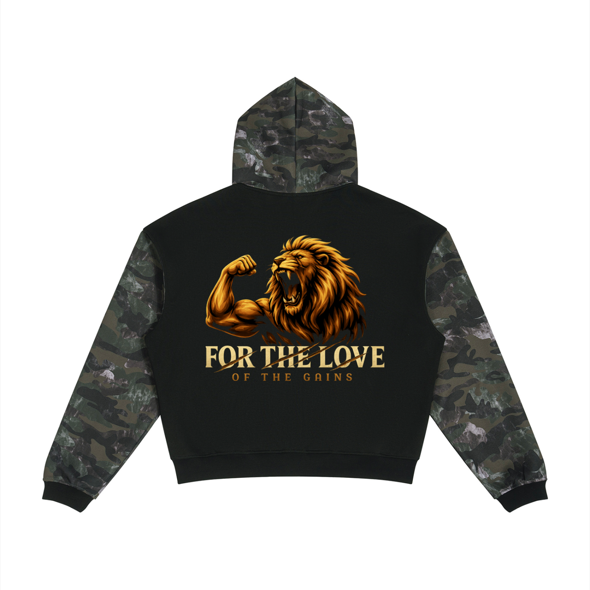 Unisex Colorblock Camo Full Zip Boxy Hoodie