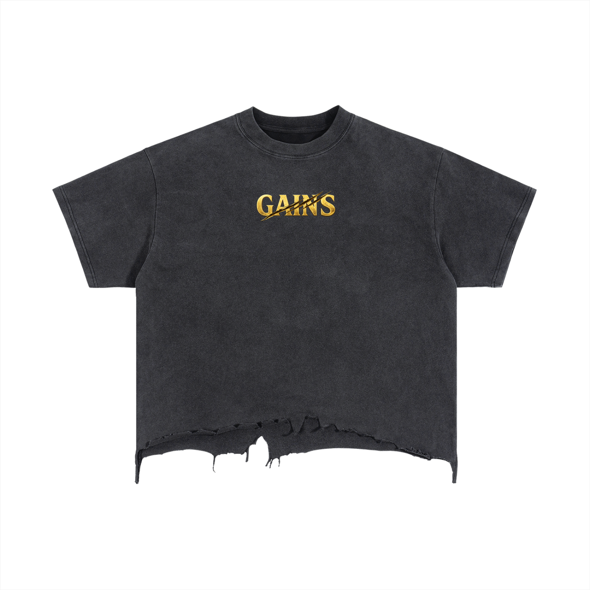Vintage Wash Boxy Distressed Hem T-Shirt