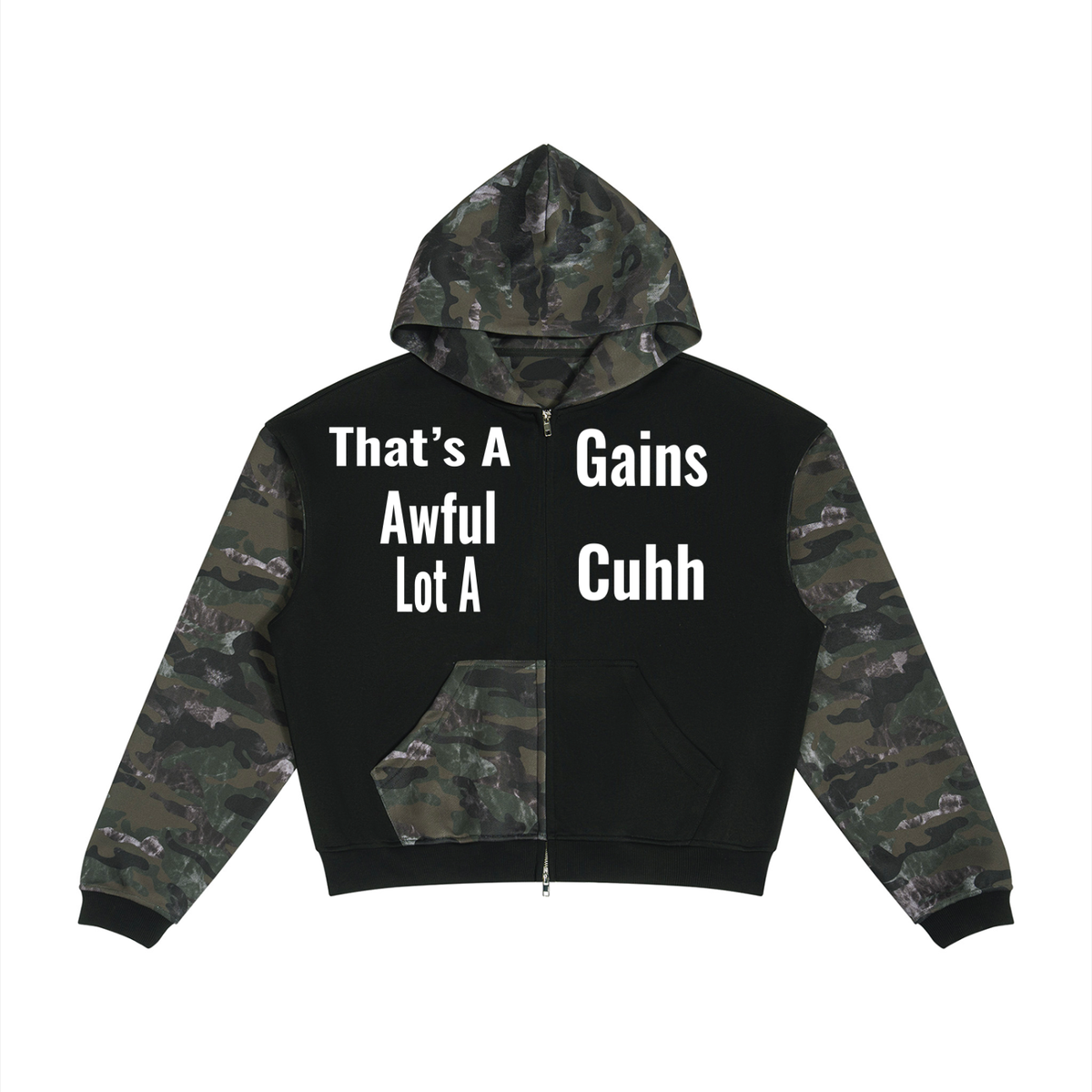 Unisex Colorblock Camo Full Zip Boxy Hoodie